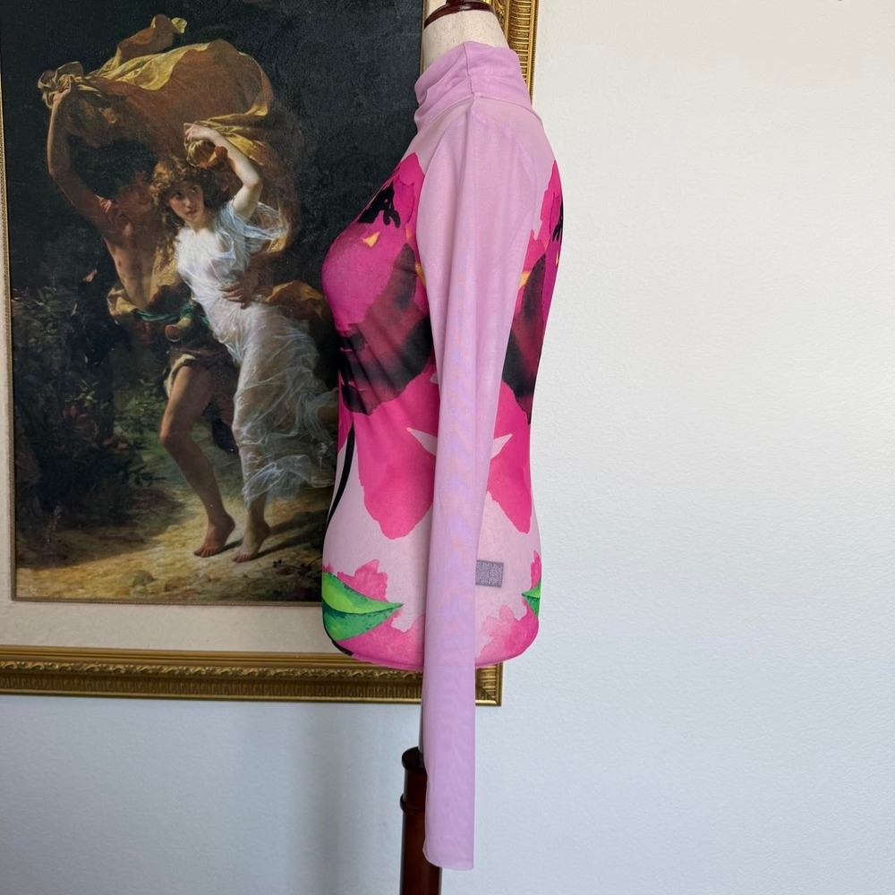 AFRM Edgy Sheer Pink Rose Mesh Turtleneck - Picture 2 of 6